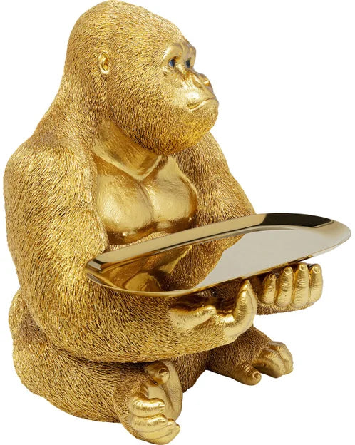 Golden Gorilla Tray - Gorilla Maggiordomo con Vassoio realizzato in Poliresine e Acciaio