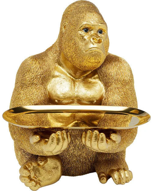Golden Gorilla Tray - Gorilla Maggiordomo con Vassoio realizzato in Poliresine e Acciaio