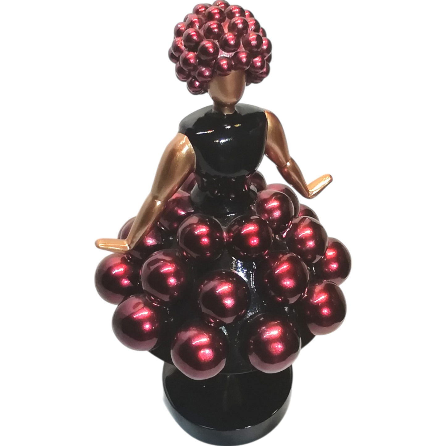 Donna Ballerina con Base Circolare Vestita di Pompom Lilla in Poliresina Laccata