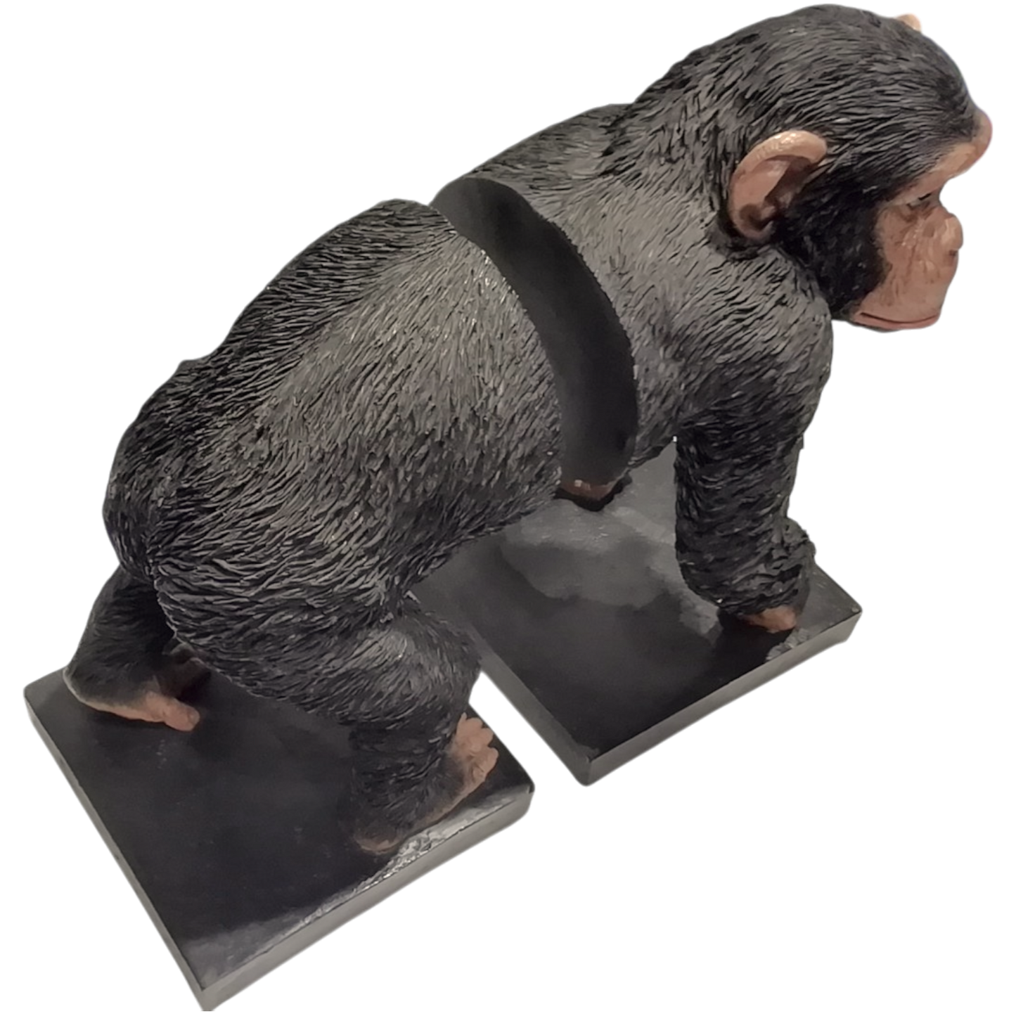 Set Fermalibri Scimmia monkey in Resina Marmorea Grigio con Basi Legno Antiscivolo