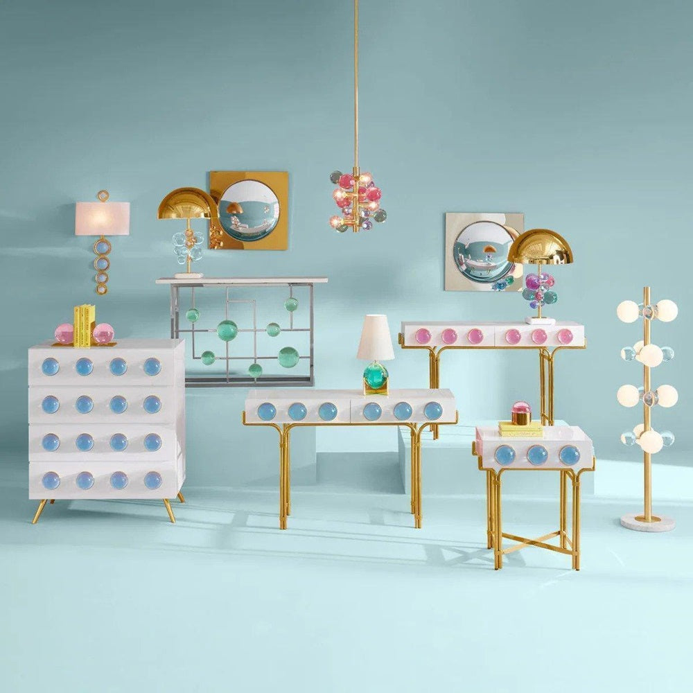 Jonathan Adler - Globo Lamp - Lampada da Tavolo in Ottone e Sfere multicolore con Base in Marmo