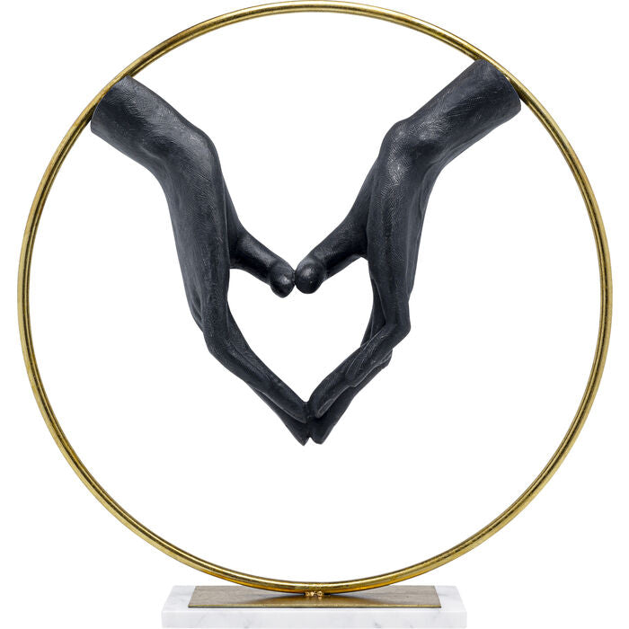 Elements Heart Hands - Mani a Cuore in Cornice di Metallo e Base quadrata in Marmo Bianco