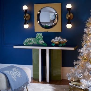 Jonathan Adler - Acrylic Green Tiger - Tigre in acrilico scultura trasparente strisce verdi