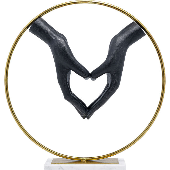 Elements Heart Hands - Mani a Cuore in Cornice di Metallo e Base quadrata in Marmo Bianco