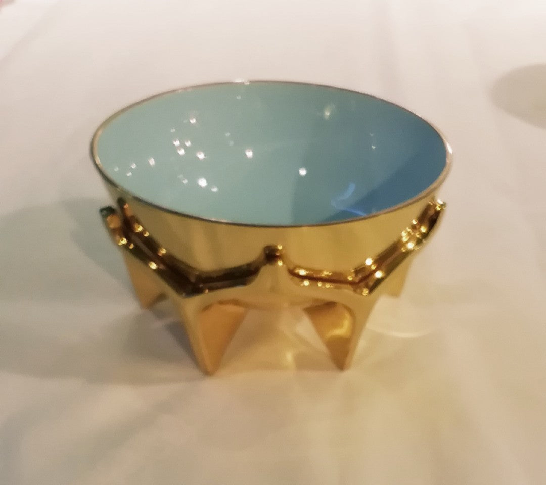 Jonathan Adler - Oscar Bowl Ciotola in Ottone e Smalto Blu con Piedini