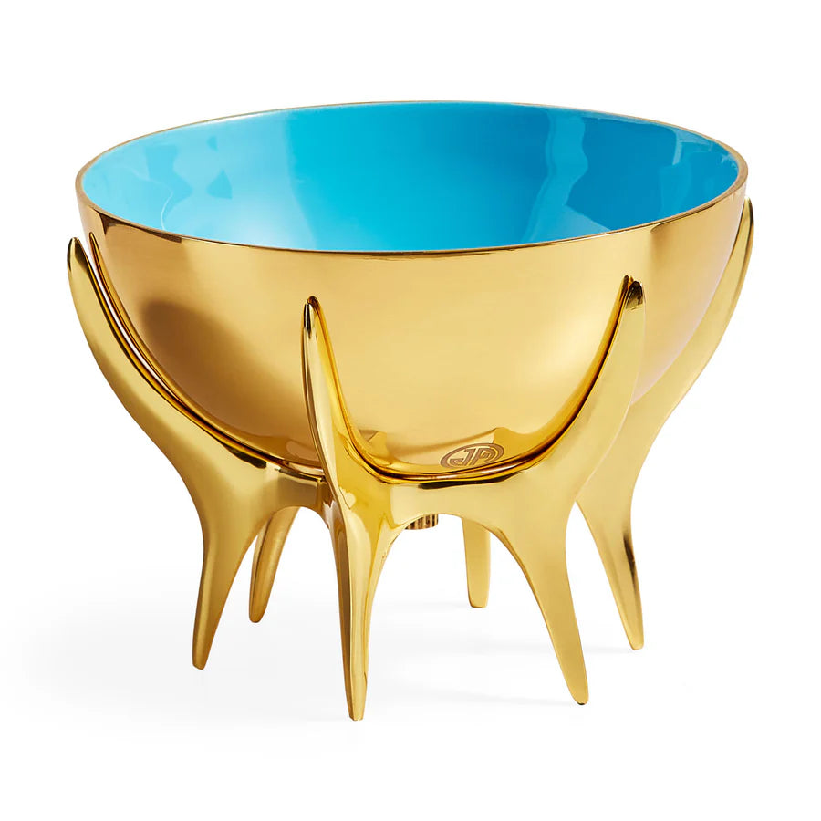 Jonathan Adler - Oscar Bowl Ciotola in Ottone e Smalto Blu con Piedini