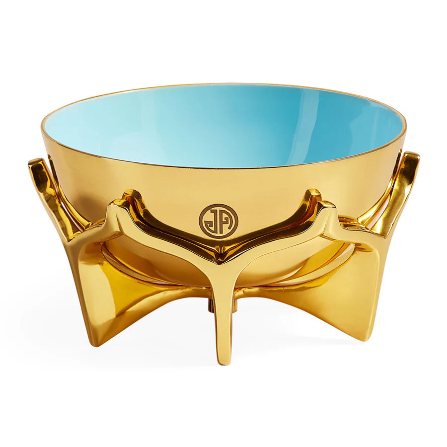 Jonathan Adler - Oscar Bowl Ciotola in Ottone e Smalto Blu con Piedini