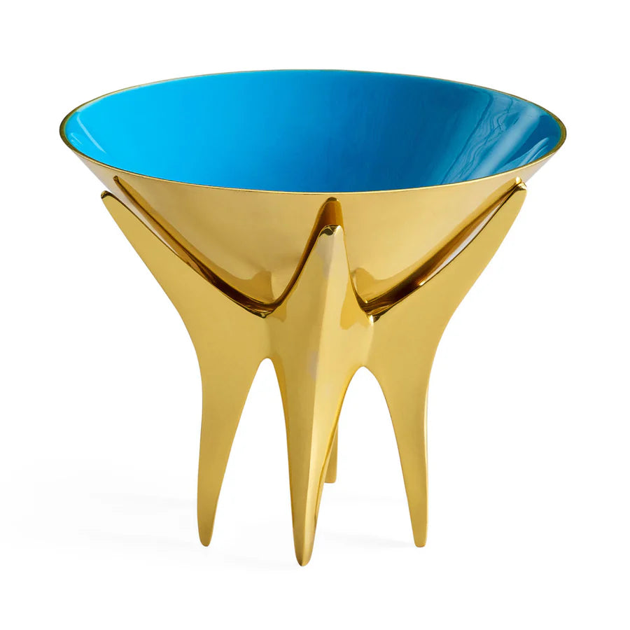 Jonathan Adler - Oscar Bowl Ciotola in Ottone e Smalto Blu con Piedini