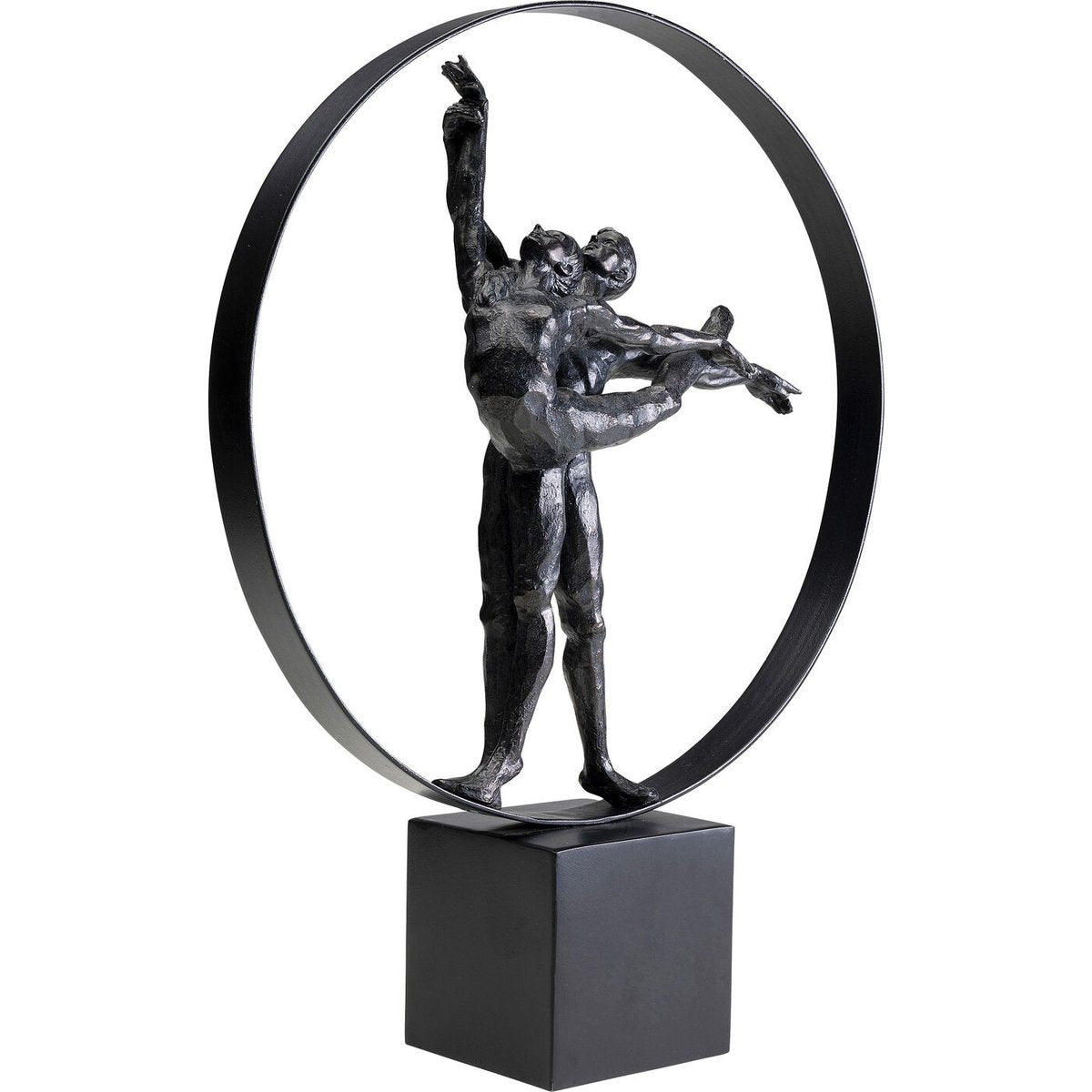 Danzatori nel Cerchio statua in metallo e resina con base. vista frontale