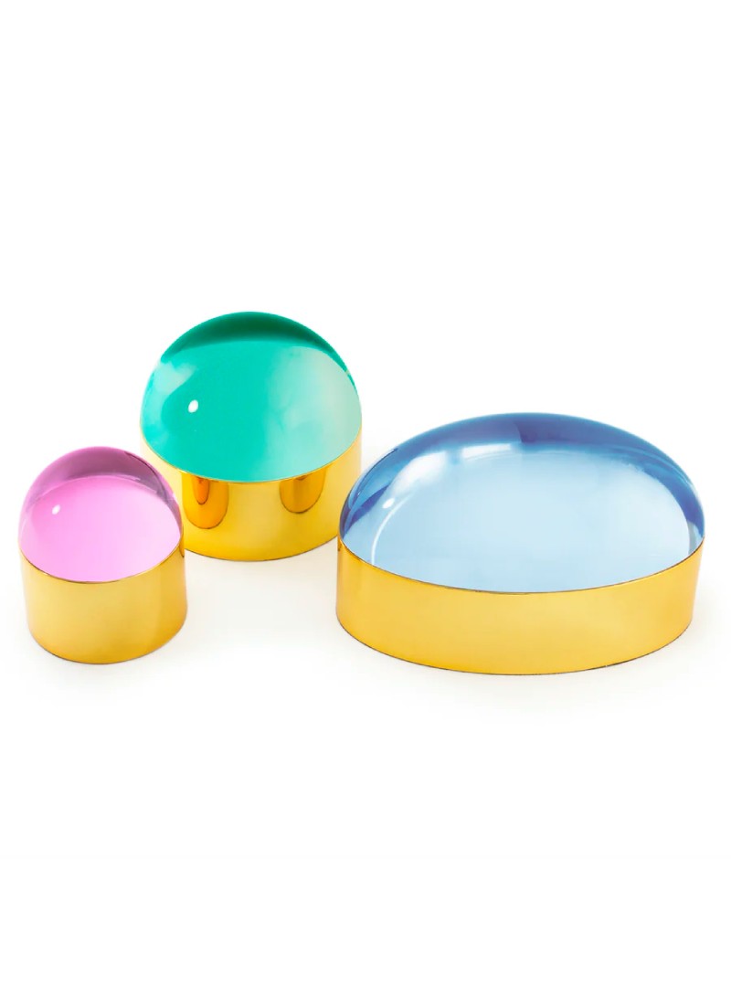 Jonathan Adler - Globo Box Cabochon in Ottone e Acrilico Colorato