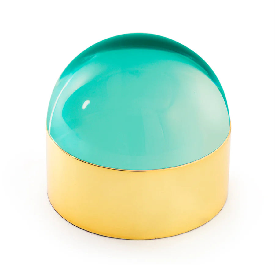 Jonathan Adler - Globo Box Cabochon in Ottone e Acrilico Colorato